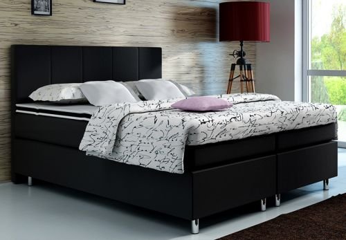 Boxspringbett Madrid / 180x200 / Inklusive Topper / schwarz / Hotelbett