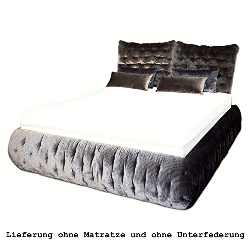 Bretz Bett Feya 180 x 200 cm Ausstellungsstück Velours schwarz-silber