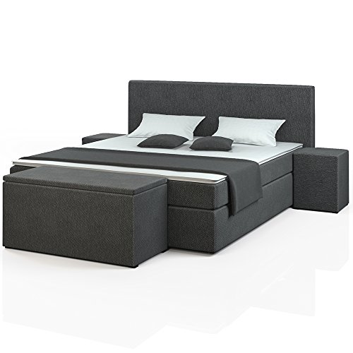 Sun Garden Designer Boxspringbett 180x200 Doppelbett Polsterbett Bett Hotelbett im Set mit Aufbewahrungsbox (Bett…