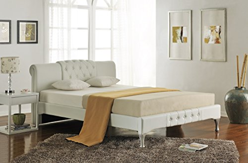 SVITA Doppelbett Polsterbett Bettgestell Bett Lattenrost Kunstleder (Weiß, 160x200cm)