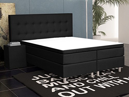 Inter 15695 Boxspringbett, Schaumstoff, schwarz, 200 x 180 x 60 cm