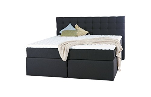 King Boxspringbett 180x200 200x200 cm mit Luxus 7-Zonen Taschenfederkernmatratze Visco Topper div. gesteppte Kopfteile zur Auswahl H2 H3 Hotelbett Doppelbett Polsterbett von Betten Jumbo