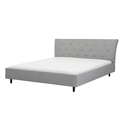 Bett Hellgrau mit Lattenrost - Doppelbett 160x200 cm - Ehebett - Polsterbett - SAVERNE