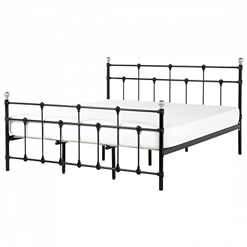 Bett Schwarz mit Lattenrost - 180 x 200 cm - Doppelbett - Ehebett - Metallbett - LYNX