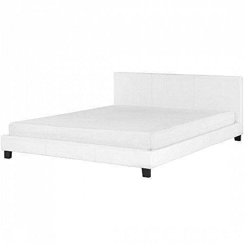 Bett Weiss - Futonbett - Doppelbett - Lederbett - Ehebett 180x200 cm - Lattenrost - ORELLE