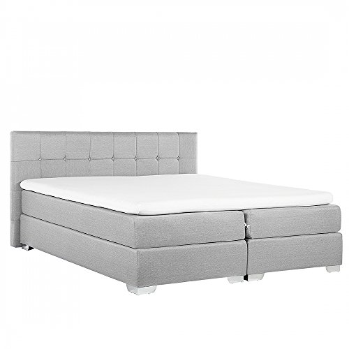 Boxspringbett Hellgrau - 180x200 cm - Polsterbett - Ehebett - Stoffbett - ADMIRAL