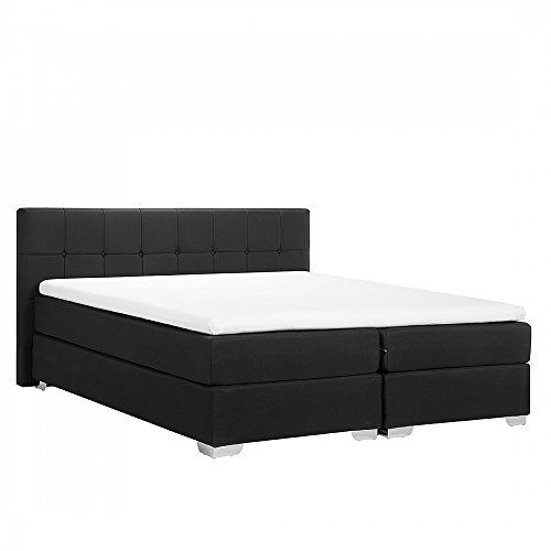 Boxspringbett Schwarz - 160x200 cm - Polsterbett - Ehebett - Stoffbett - ADMIRAL