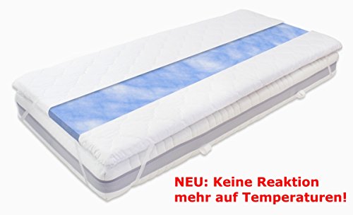 Gel / Gelschaum Matratzen Topper Blue Sensation Höhe 6 cm, 180 x 200 cm temperaturneutral Auflage für Matratze, Matratzenauflage reagiert nicht auf Temperatur soft / weich inkl. Bezug