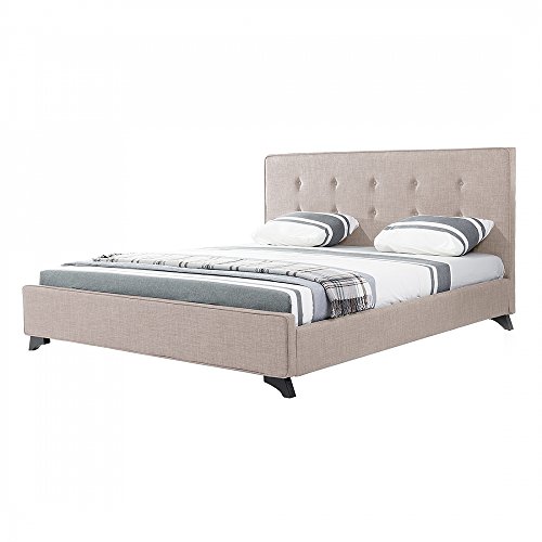 Polsterbett 140x200 cm - Bett - Stoffbett inkl. Lattenrost - Doppelbett - Beige - AMBASSADOR