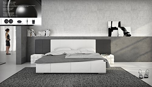 SAM® Design Polsterbett Natal in weiß - schwarz 180 x 200 cm mit integriertem Soundsystem im Kopfteil abgestepptes Design pflegeleicht