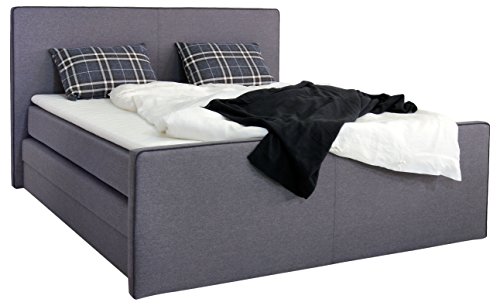 B-famous Missisipi Boxspringbett, Stoff, grau, Double, 216 x 196 x 120 cm