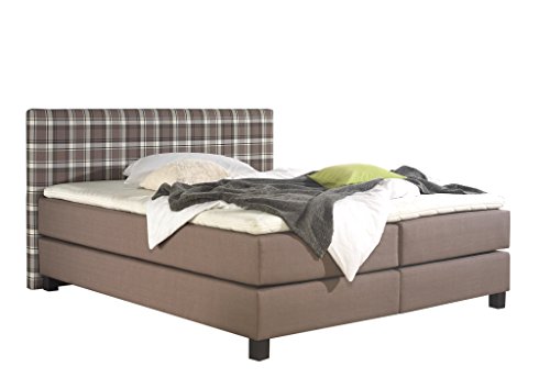 Maintal Boxspringbett Pinot, 200 x 200 cm, Stoff, 7-Zonen-Taschenfederkern Matratze h3, Taupe