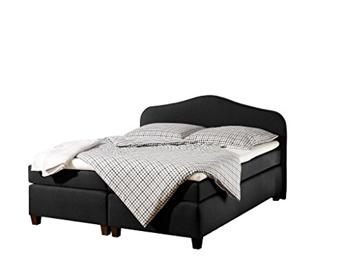 Maintal Boxspringbett Nevada, 160 x 200 cm, Stoff, Bonellfederkern Matratze H2, Schwarz