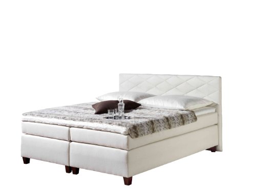 Maintal Boxspringbett Nagoya, 180 x 200 cm, Strukturstoff, Bonellfederkern Matratze H3, creme