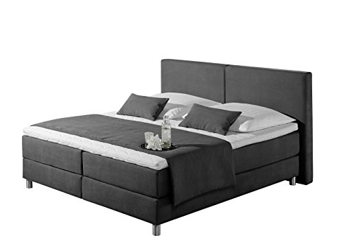 Maintal Boxspringbett Metropol, 140 x 200 cm, Strukturstoff, 7-Zonen-Tonnentaschenfederkern Matratze h3, anthrazit