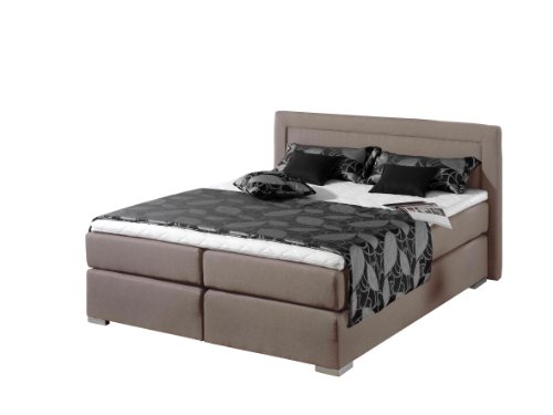 Maintal Boxspringbett Mambo, 180 x 200 cm, Strukturstoff, Bonellfederkern Matratze H3, taupe