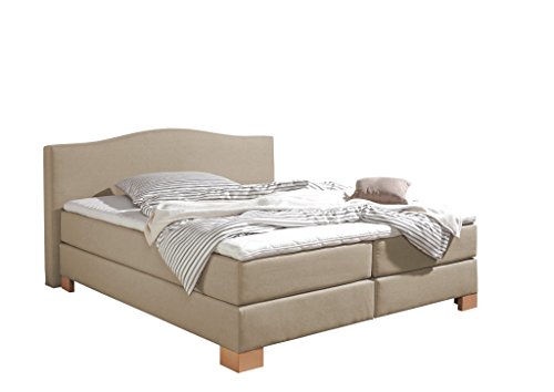 Maintal Boxspringbett Franklin, 140 x 200 cm, Stoff, 7-Zonen-Taschenfederkern Matratze h2, Beige