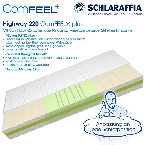 Schlaraffia Highway 220 ComFEEL 7-Zonen Kaltschaum-Matratze H3 (90 x 200cm)