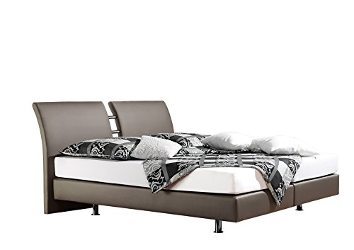 Maintal Boxspringbett Polo, 160 x 200 cm, Kunstleder, Tonnentaschenfederkern Matratze h3, taupe