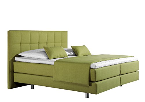 Maintal Boxspringbett Neon, 100 x 200 cm, Strukturstoff, 7-Zonen-Kaltschaum Matratze h3, lemon