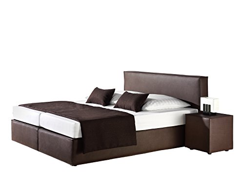 Maintal Boxspringbett Carva, 180 x 200 cm, Kunstleder, Tonnentaschenfederkern Matratze h3, braun