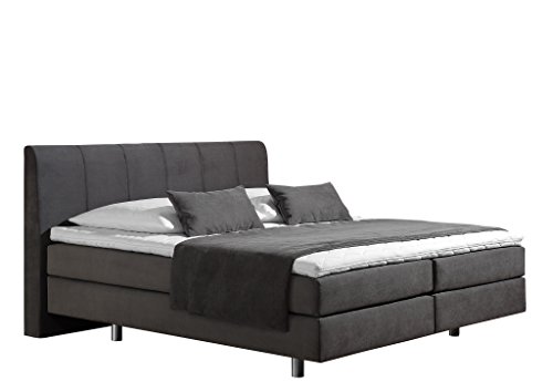 Maintal Boxspringbett Montepellier, 180 x 200 cm, Strukturstoff, 7-Zonen-Kaltschaum Matratze h3, anthrazit