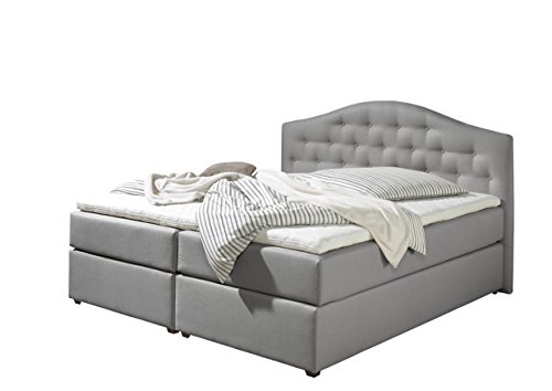 Maintal Boxspringbett Amber, 180 x 200 cm, Stoff, 7-Zonen-Taschenfederkern Matratze h2, Grau