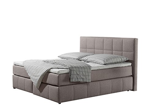 Maintal Boxspringbett Casano, 100 x 200 cm, Strukturstoff, 7-Zonen-Tonnentaschenfederkern Matratze h3, beige