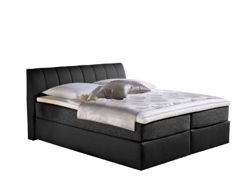 Maintal Boxspringbett Vanilla, 140 x 200 cm, Strukturstoff, Tonnentaschenfederkern Matratze H3, schwarz