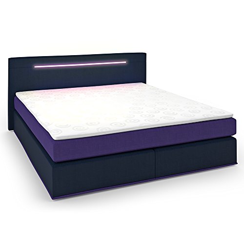 Design Boxspringbett LED Doppelbett Bett Hotelbett Ehebett 180x200 cm Brombeere / Anthrazit