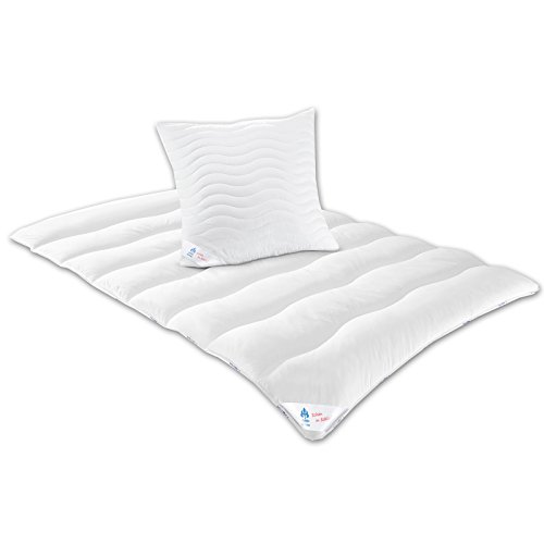 Irisette Badenia 03633479140 Bettcomfort Bettenset, bestehend aus einer Übergangsdecke 135 x 200 cm und einem Kopfkissen 80 x 80 cm,Weiß