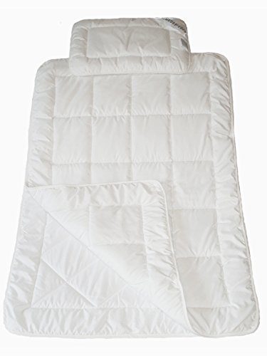 Luxusfeder - Atmungsaktives allergikergeeignetes Kinder Steppbett Set | 4-Jahreszeiten Bettdecke 100x135 cm + Kopfkissen 40x60 cm | Öko-Tex zertifiziert