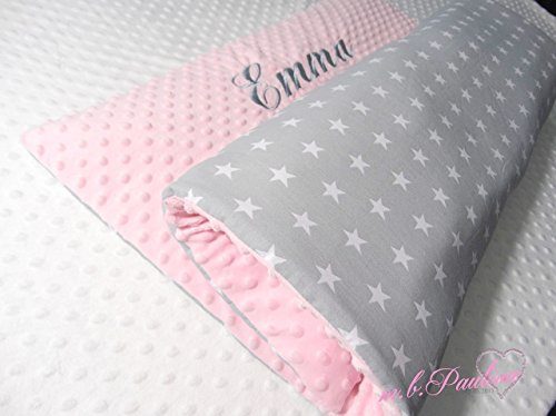 Weiße Sterne Babydecke grau Sterne Kuscheldecke Decke mit Name Sterne baby Bettdecke und Kissen Neugeburt Decke Personalisiert Neugeborene Decke rosa Babydecke
