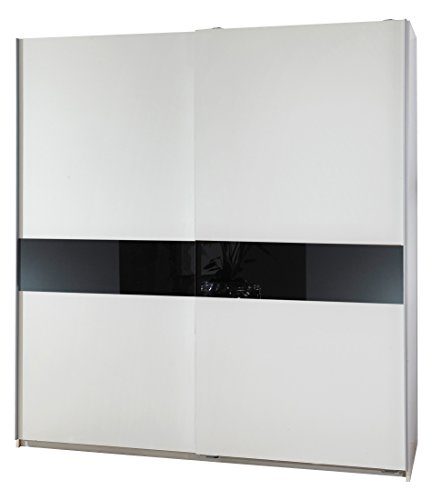 Wimex Schwebetürenschrank Speed, Holz, alpinweiß/glas schwarz