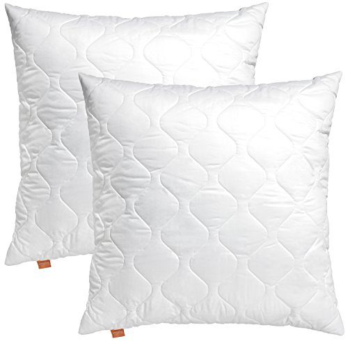 sleepling 2er Set 195845 Basic 100 Kopfkissen Mikrofaser Sofakissen 45 x 45 cm, Weiß