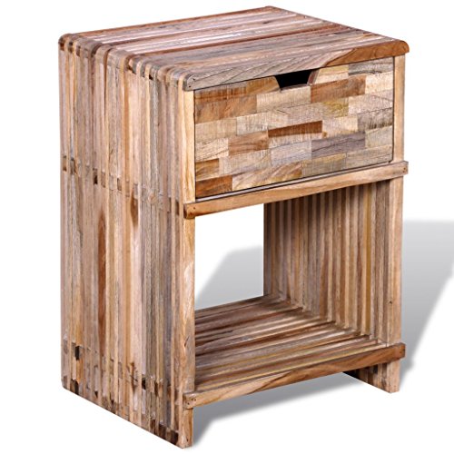 vidaXL Teak Nachttisch Altholz Schrank Sideboard Konsole Beistelltisch Schublade