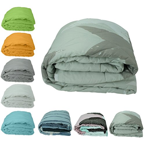 wometo federleichtes Sommer-Steppbett, 135x200, für CAMPING / SOMMER, OekoTex 100, ca. 700g Bettdecke in frischen Farben grün beige türkis orange und weiß -