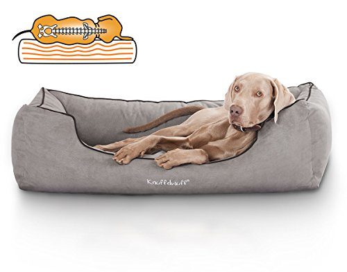 Knuffelwuff 13978-009 Orthopädisches Hundebett, Hundekissen, Hundesofa, Hundekorb, aus Velour Amelie, 120 x 85 cm, XXL, grau