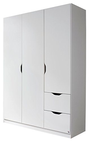 Rauch Kleiderschrank 3-türig mit 2 Schubkästen 136 x 197 x 54 cm alpinweiß skandinavisch Kinderzimmer Jugendzimmer