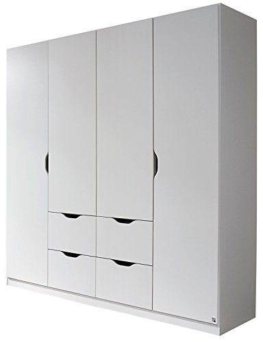 Rauch Kleiderschrank 4-türig mit 4 Schubkästen 181 x 197 x 54 cm alpinweiß skandinavisch Kinderzimmer Jugendzimmer