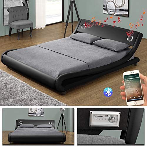 SVITA Polsterbett Lautsprecher Doppelbett Bett Bettgestell 140x200cm