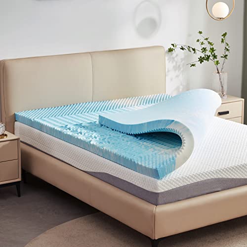 SETORE Topper 140x200cm, 7,5CM Höhe Matratzen Topper 140x200 Hart Weich Visco Schaum Matratzentopper für Matratzen & Boxspringbett, Gel Memory Foam Mattress Topper, 5 Zonen Orthopädische Bett Topper