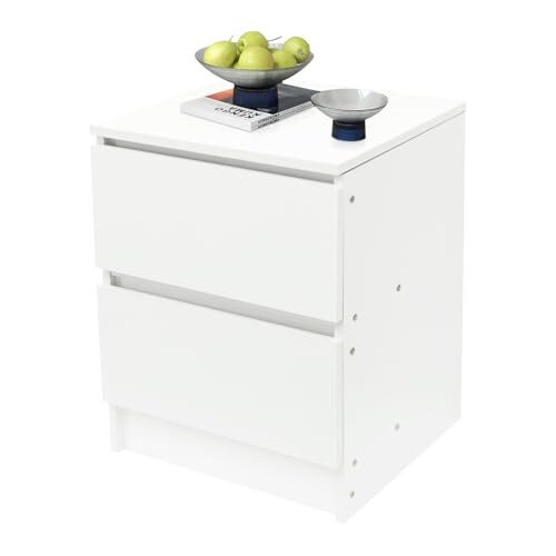 Kaichenyt Nachttisch, Beistelltisch Doppelte Schublade Nachtschrank mit Erhöhter Boden Tragfähigkeit Ca. 30kg für Arbeitszimmern 32x30x41cm Warmweiß