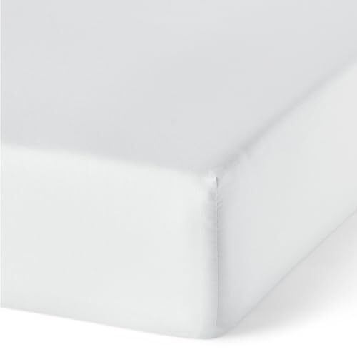 Amazon Basics Spannbettlaken aus weicher Bio-Baumwolle, 160 x 200 cm, Weiß