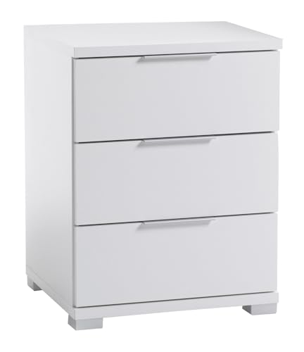 Stella Trading Universal Nachttisch in Weiß - Moderner Nachtschrank mit drei Schubladen für Ihr Boxspringbett - 46 x 61 x 42 cm (B/H/T)