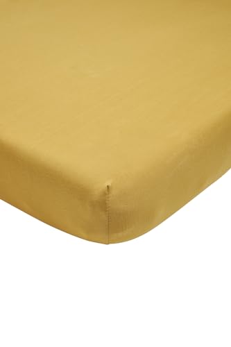 Meyco Home Basic Jersey Uni Spannbettlaken Doppelbett (Bettlaken mit weicher Jersey-Qualität, aus 100% Baumwolle, perfekte Passform durch Rundum-Gummizug, Maße: 180 x 200 cm), Honig Gold