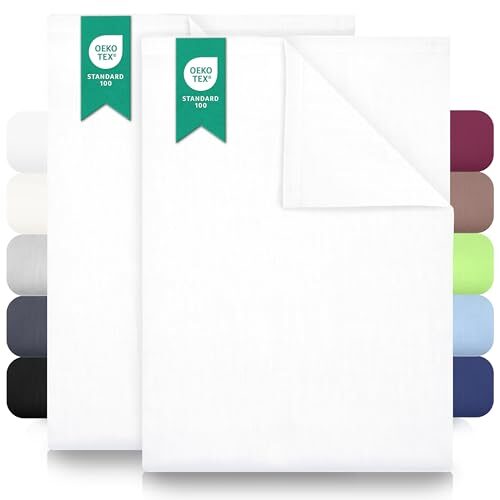 GREEN MARK Textilien 2er Pack Klassische Bettlaken Betttuch Laken Leintuch Haustuch 100% Baumwolle ohne Gummizug vielen Größen und Farben Größe: 150x250 cm, weiß