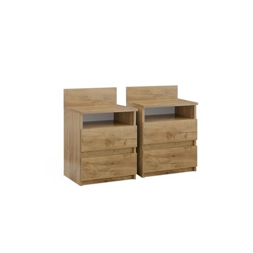 Vicco Nachttisch Monty, Nachtkommode, Goldkraft Eiche, 39.6 x 59.1 cm 2er Set