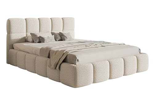 Selsey Bett Polsterbett Mit Stauraum Bettkasten 180 x 200 cm Boucle Gewebe Reißfest Cloudy Hellbeige
