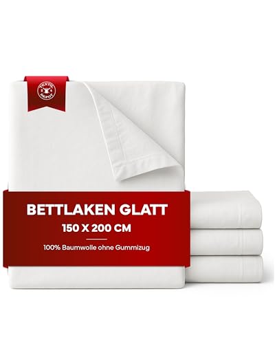 texpot Bettlaken glatt 150 x 200 cm weiß 100% Baumwolle ohne Gummizug